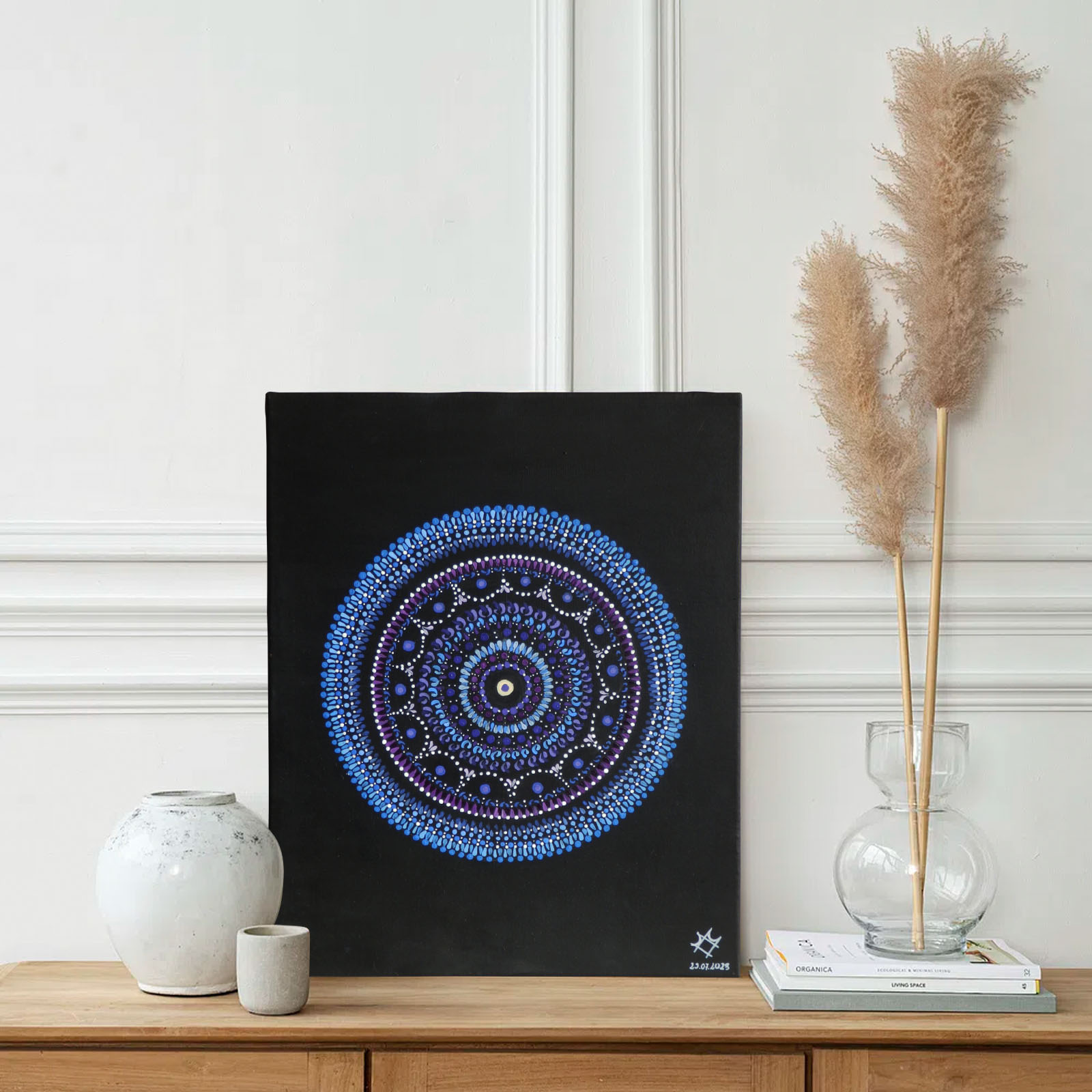 Acrylgemälde mit einem Mandala.