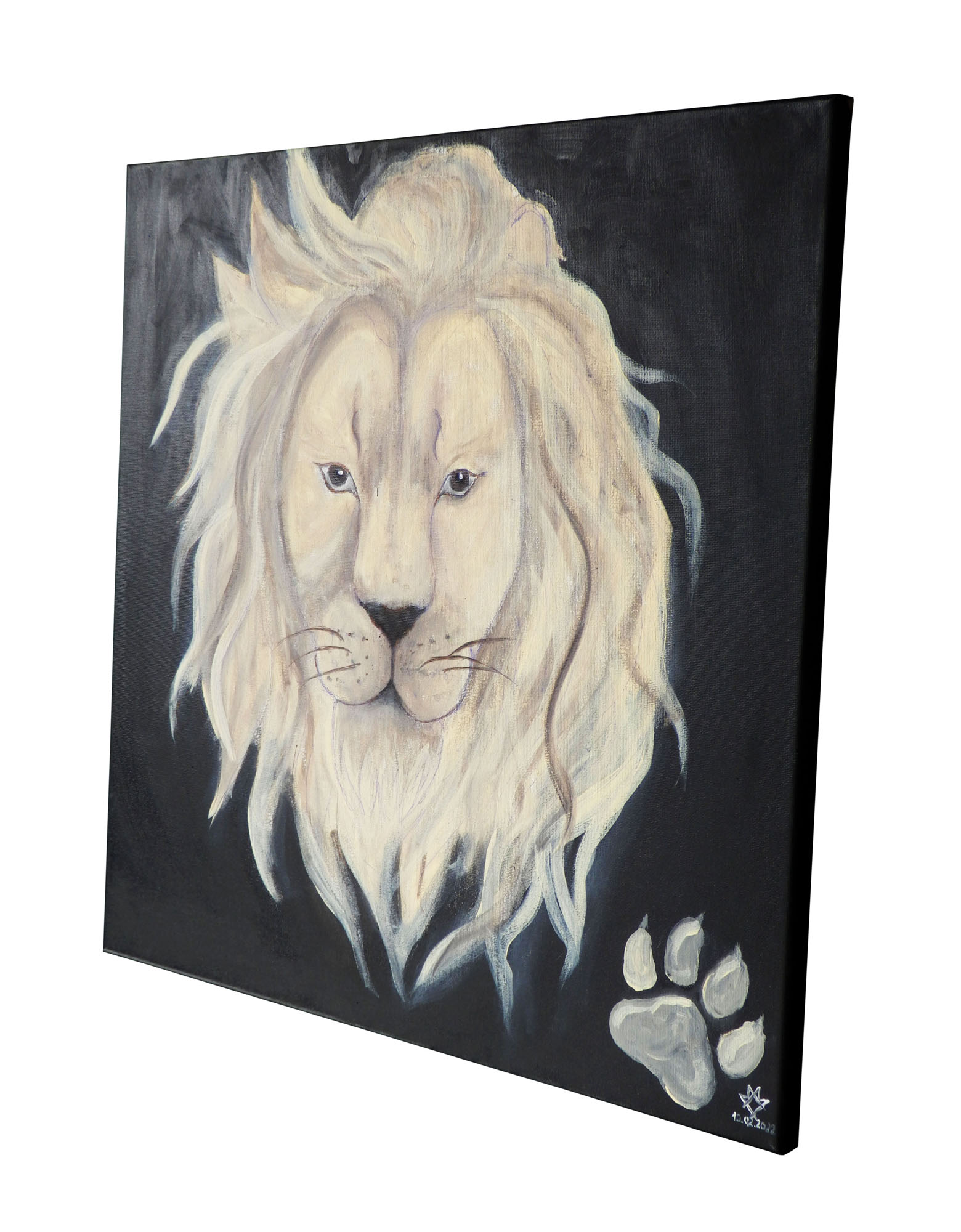 painting of a white lion