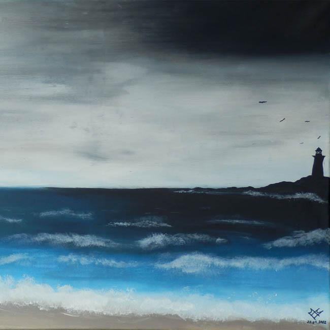 The Mariland painting of the sea and lighthouse